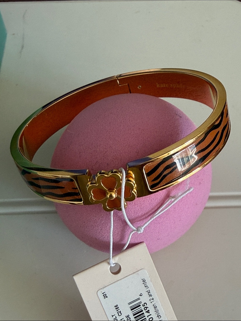 kate spade Gold-Tone Tiger Stripe Enamel Bangle - Orange/Black